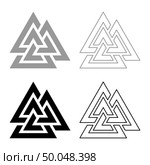 Valknut symbol icon set black grey color vector illustration flat style simple image. Стоковая иллюстрация, агентство Ingram Publishing / Фотобанк Лори