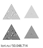 Triangular labyrinth Maze conundrum Labyrinth conundrum icon set black grey color vector illustration flat style simple image. Стоковая иллюстрация, агентство Ingram Publishing / Фотобанк Лори