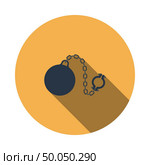 Fetter with ball icon. Flat Design Circle With Long Shadow. Vector Illustration. Стоковая иллюстрация, агентство Ingram Publishing / Фотобанк Лори