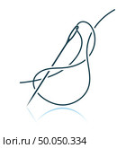 Sewing needle with thread icon. Shadow reflection design. Vector illustration. Стоковая иллюстрация, агентство Ingram Publishing / Фотобанк Лори
