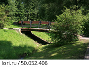 Деревянный мост через ручей, Минск, Беларусь. Стоковое фото, фотограф Марина Шатерова / Фотобанк Лори
