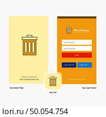 Company Trash Splash Screen and Login Page design with Logo template. Mobile Online Business Template. Стоковая иллюстрация, агентство Ingram Publishing / Фотобанк Лори