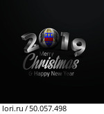 Saint Barthelemy Flag 2019 Merry Christmas Typography. New Year Abstract Celebration background. Стоковая иллюстрация, агентство Ingram Publishing / Фотобанк Лори