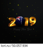 2019 Happy New Year Cook Islands Flag Typography. Abstract Celebration background. Стоковая иллюстрация, агентство Ingram Publishing / Фотобанк Лори