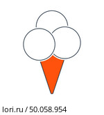 Icon Of Ice-cream Cone. Thin Line With Red Fill Design. Vector Illustration. Стоковое фото, агентство Ingram Publishing / Фотобанк Лори