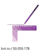 Pencil line with scale icon. Flat color design. Vector illustration. Стоковая иллюстрация, агентство Ingram Publishing / Фотобанк Лори