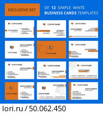 Set of 12 Dislike Creative Busienss Card Template. Editable Creative logo and Visiting card background. Стоковая иллюстрация, агентство Ingram Publishing / Фотобанк Лори