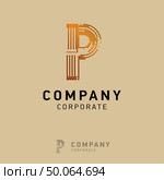 P company logo design with visiting card vector. Стоковая иллюстрация, агентство Ingram Publishing / Фотобанк Лори