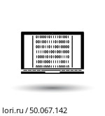 Laptop With Binary Code Icon. Black on White Background With Shadow. Vector Illustration. Стоковая иллюстрация, агентство Ingram Publishing / Фотобанк Лори