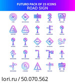 25 Blue and Pink Futuro Road Sign Icon Pack. Стоковая иллюстрация, агентство Ingram Publishing / Фотобанк Лори