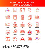 Orange Futuro 25 Map and Location Icon Set. Стоковая иллюстрация, агентство Ingram Publishing / Фотобанк Лори