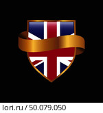 United Kingdom flag Golden badge design vector. Стоковая иллюстрация, агентство Ingram Publishing / Фотобанк Лори