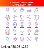 Orange Futuro 25 Map and Location Icon Set. Стоковая иллюстрация, агентство Ingram Publishing / Фотобанк Лори