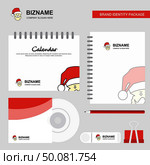Santa clause Logo, Calendar Template, CD Cover, Diary and USB Brand Stationary Package Design Vector Template. Стоковая иллюстрация, агентство Ingram Publishing / Фотобанк Лори