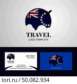 Travel Cook Islands Flag Logo and Visiting Card Design. Стоковая иллюстрация, агентство Ingram Publishing / Фотобанк Лори