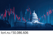 A computer generated image of the United States Capitol building with a red. Стоковое AI-изображение, AI-художник Ярославский Максим / Фотобанк Лори