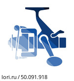 Icon Of Fishing Reel. Flat Color Ladder Design. Vector Illustration. Стоковая иллюстрация, агентство Ingram Publishing / Фотобанк Лори