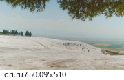 Natural calcium travertines. Terraced baths in Pamukkale. Редакционное видео, видеограф Маргарита Кирьякова / Фотобанк Лори