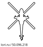 Helicopter top view Battle helicopter icon outline black color vector illustration flat style simple image. Стоковая иллюстрация, агентство Ingram Publishing / Фотобанк Лори