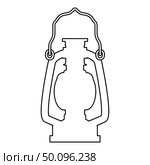 Kerosene lamp Camping lantern Retro gas lamp vintage icon outline black color vector illustration flat style simple image. Стоковая иллюстрация, агентство Ingram Publishing / Фотобанк Лори