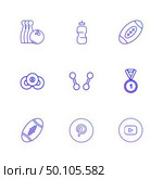 bowling , medal , rugby , pintrest , dumbell , sports , games , fitness , athletics , football , bodybuilding , snooker , ball , cricket , tennis , stopwatch , golf  , social , media , icon, vector, design,  flat,  collection, style, creative,  icons. Стоковая иллюстрация, агентство Ingram Publishing / Фотобанк Лори