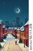 AI-generated The city is in winter, it is snowing, people are standing on the street, Christmas trees in the snow, New Year snowfall. Стоковое AI-видео, аниматор Spirit River / Фотобанк Лори