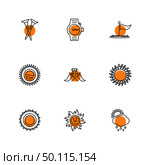 weather , sports , climate , golft , sun , ball , golf, bat , shot , summer , snow , clouds , rain , hills , cart , cabby , pin , shoot , icon, vector, design,  flat,  collection, style, creative,  icons. Стоковая иллюстрация, агентство Ingram Publishing / Фотобанк Лори