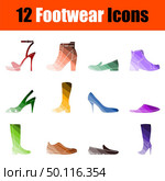 Footwear Icon Set. Flat Color Ladder Design. Vector Illustration. Стоковая иллюстрация, агентство Ingram Publishing / Фотобанк Лори