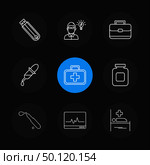 usb , flash , breifcase , dropper, medical , medicine , jar , dropper , ecg , bed , hospital  , icons , flat , icon , set , vector , qualilty , design , collection , creative , . Стоковая иллюстрация, агентство Ingram Publishing / Фотобанк Лори