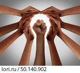 Human rights concept and a diverse society protecting free speech as a composite image as a symbol for social justice and international law. Стоковое фото, агентство Ingram Publishing / Фотобанк Лори