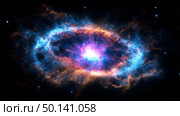 Stunning celestial display of a star's death in vibrant colors captured in deep space. Стоковое AI-изображение, AI-художник Михаил Коханчиков / Фотобанк Лори