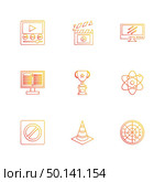 electronics , technology , study , education , science , computer , laptop , graph , bulb, camera , target , cd , video , media , icon, vector, design,  flat,  collection, style, creative,  icons. Стоковая иллюстрация, агентство Ingram Publishing / Фотобанк Лори