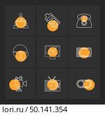 network , battery ,telephone  ,low battery , button , toggle , pie chart , camcoder ,graph , tv, icon, vector, design,  flat,  collection, style, creative,  icons. Стоковая иллюстрация, агентство Ingram Publishing / Фотобанк Лори