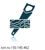 Handsaw Cutting A Plank Icon. Shadow Reflection Design. Vector Illustration. Стоковая иллюстрация, агентство Ingram Publishing / Фотобанк Лори
