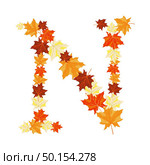 Autumn Maples Leaves Letter. Golden Fall Design. Vector illustration. Стоковая иллюстрация, агентство Ingram Publishing / Фотобанк Лори