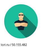 Night Club Security Icon. Flat Circle Stencil Design With Long Shadow. Vector Illustration. Стоковая иллюстрация, агентство Ingram Publishing / Фотобанк Лори
