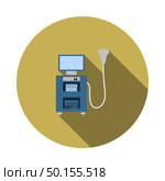 Ultrasound Diagnostic Machine Icon. Flat Circle Stencil Design With Long Shadow. Vector Illustration. Стоковая иллюстрация, агентство Ingram Publishing / Фотобанк Лори