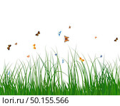 Summer meadow background with tulips. EPS 10 vector illustration with transparency and meshes. Стоковая иллюстрация, агентство Ingram Publishing / Фотобанк Лори