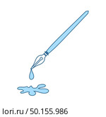 Fountain Pen With Blot Icon. Thin Line With Blue Fill Design. Vector Illustration. Стоковая иллюстрация, агентство Ingram Publishing / Фотобанк Лори