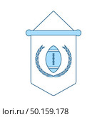 American Football Pennant Icon. Thin Line With Blue Fill Design. Vector Illustration. Стоковая иллюстрация, агентство Ingram Publishing / Фотобанк Лори