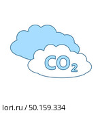 CO 2 Cloud Icon. Thin Line With Blue Fill Design. Vector Illustration. Стоковая иллюстрация, агентство Ingram Publishing / Фотобанк Лори