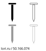 Iron nail icon outline set black grey color vector illustration flat style simple image. Стоковое фото, агентство Ingram Publishing / Фотобанк Лори