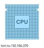 CPU Icon. Thin Line With Blue Fill Design. Vector Illustration. Стоковая иллюстрация, агентство Ingram Publishing / Фотобанк Лори