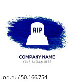 Halloween RIP Grave Stone icon - Blue watercolor background. Стоковая иллюстрация, агентство Ingram Publishing / Фотобанк Лори