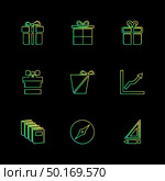 giftboxes , gifts , christmas , birthdays , dollar,  shopping, compass , checkboxes , search , chart , time , map , icon, vector, design,  flat,  collection, style, creative,  icons. Стоковая иллюстрация, агентство Ingram Publishing / Фотобанк Лори