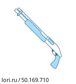 Pump-action Shotgun Icon. Thin Line With Blue Fill Design. Vector Illustration. Стоковая иллюстрация, агентство Ingram Publishing / Фотобанк Лори