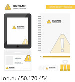 Caution Business Logo, Tab App, Diary PVC Employee Card and USB Brand Stationary Package Design Vector Template. Стоковая иллюстрация, агентство Ingram Publishing / Фотобанк Лори