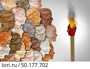 Racial politics concept and exploiting prejudice with a demagogue or race baiting society based on diversity ignorance and racism with a racist politician with 3D illustration elements. Стоковое фото, агентство Ingram Publishing / Фотобанк Лори