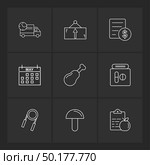 truck , dollar , celender , mushroom , truck , board , bill , dollar, celender , chicken , fitness , icon, vector, design,  flat,  collection, style, creative,  icons , mushroom , medicine , . Стоковая иллюстрация, агентство Ingram Publishing / Фотобанк Лори