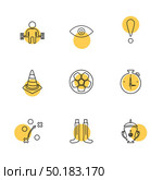 sports , games , atheletes , balls , fitness , football , fifa , russia , cricket , ball , bat , wicket, gym ,  tennis , running, race , hurdles , shoes , flag , icon, vector, design,  flat,  collection, style, creative,  icons. Стоковая иллюстрация, агентство Ingram Publishing / Фотобанк Лори